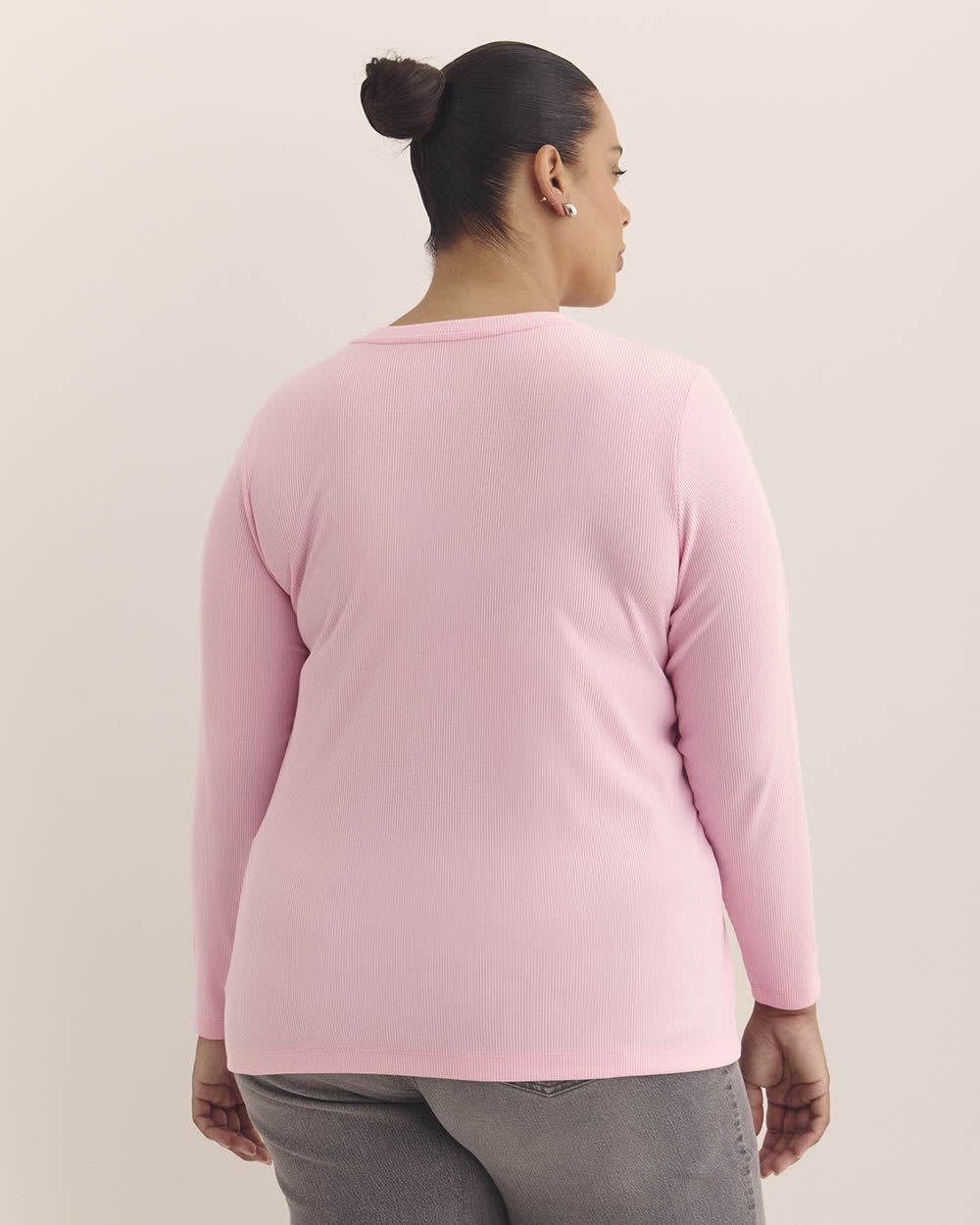 Boyfriend-Fit Ribbed Knit Tee - PENN. Essentials Nosegay