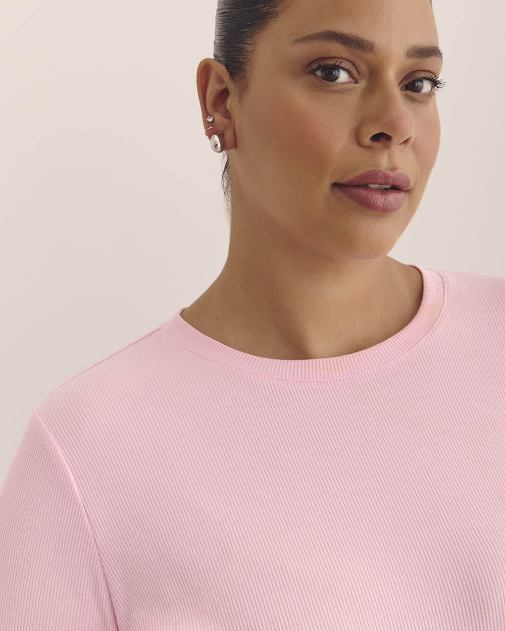 Boyfriend-Fit Ribbed Knit Tee - PENN. Essentials Nosegay