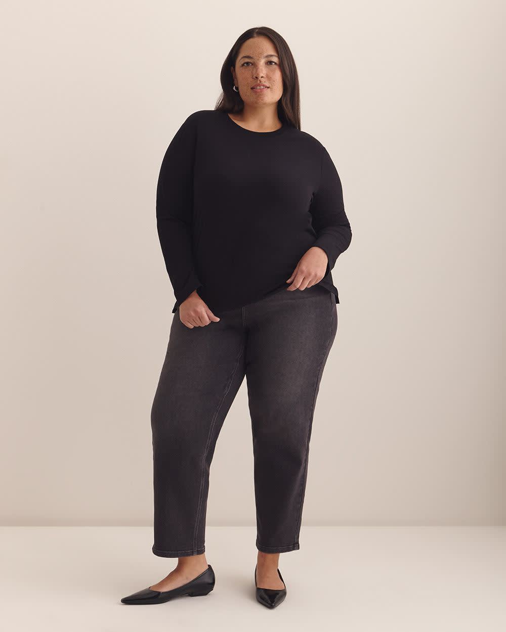 Long-Sleeve Crewneck Tee - Addition Elle - PENN. Essentials Black