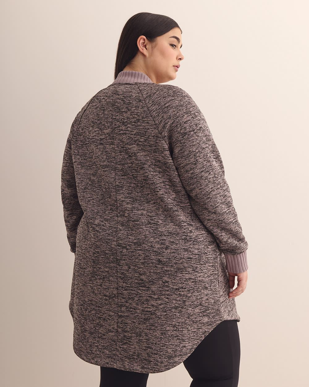 Long Bonded Fleece Bomber Jacket - Active Zone Purple dove space dye 3 Long Bonded Fleece Bomber Jacket - Active Zone Purple dove space dye