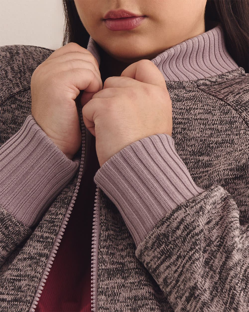 Long Bonded Fleece Bomber Jacket - Active Zone Purple dove space dye 4 Long Bonded Fleece Bomber Jacket - Active Zone Purple dove space dye