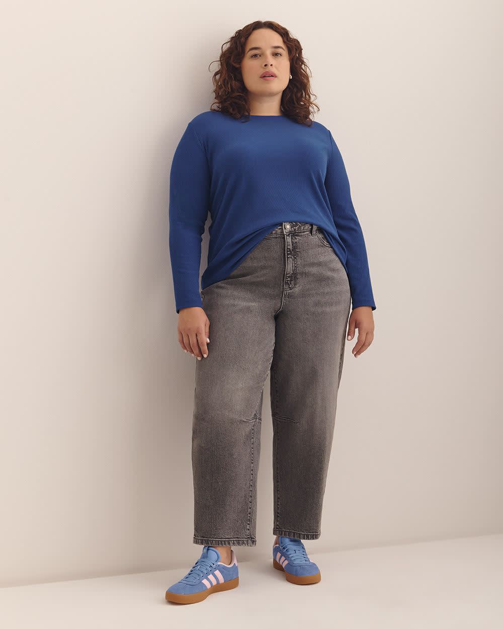 Boyfriend-Fit Ribbed Knit Tee - PENN. Essentials Sodalite blue 2 Boyfriend-Fit Ribbed Knit Tee - PENN. Essentials Sodalite blue