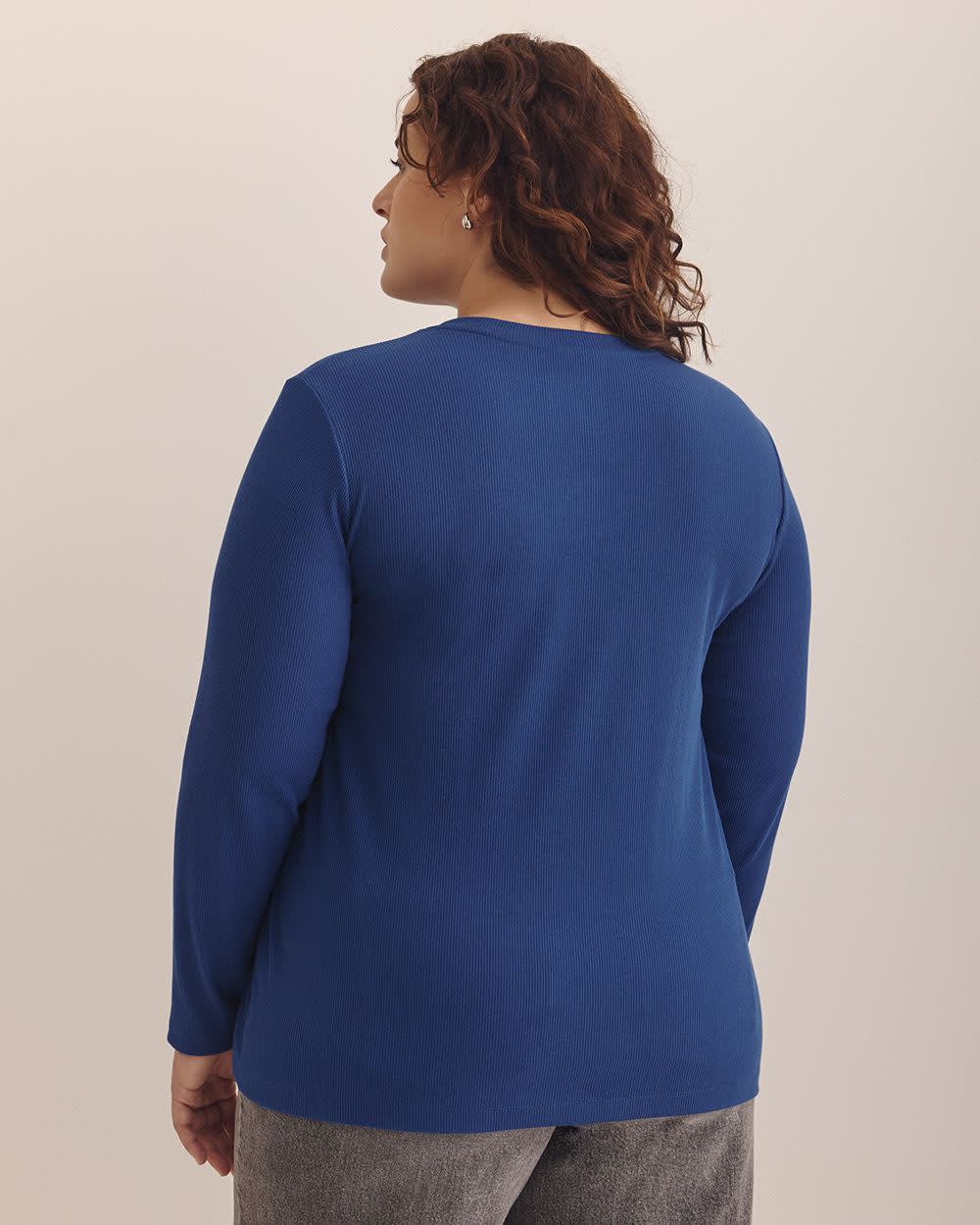 Boyfriend-Fit Ribbed Knit Tee - PENN. Essentials Sodalite blue 3 Boyfriend-Fit Ribbed Knit Tee - PENN. Essentials Sodalite blue