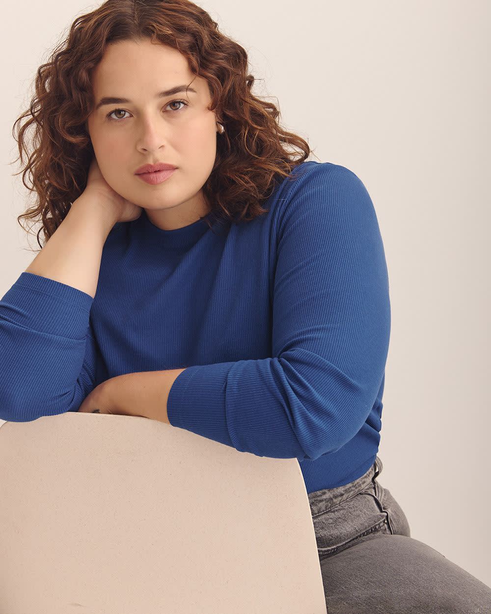 Boyfriend-Fit Ribbed Knit Tee - PENN. Essentials Sodalite blue 4 Boyfriend-Fit Ribbed Knit Tee - PENN. Essentials Sodalite blue