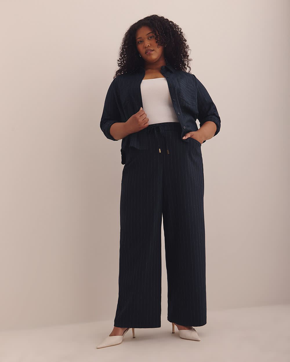 Pinstripe Shirt with Front Pockets Cloudy night