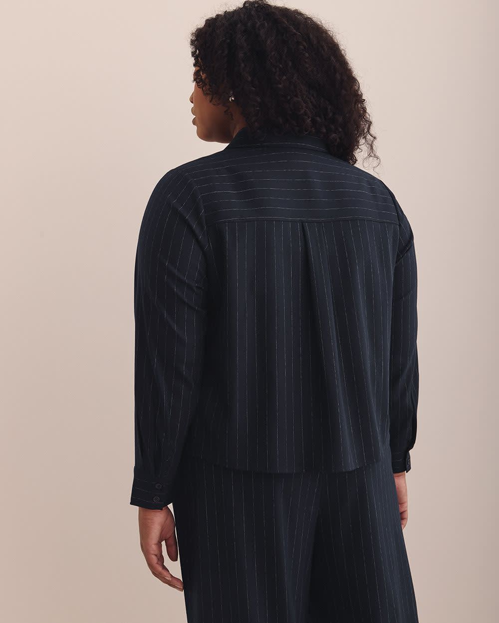 Pinstripe Shirt with Front Pockets Cloudy night