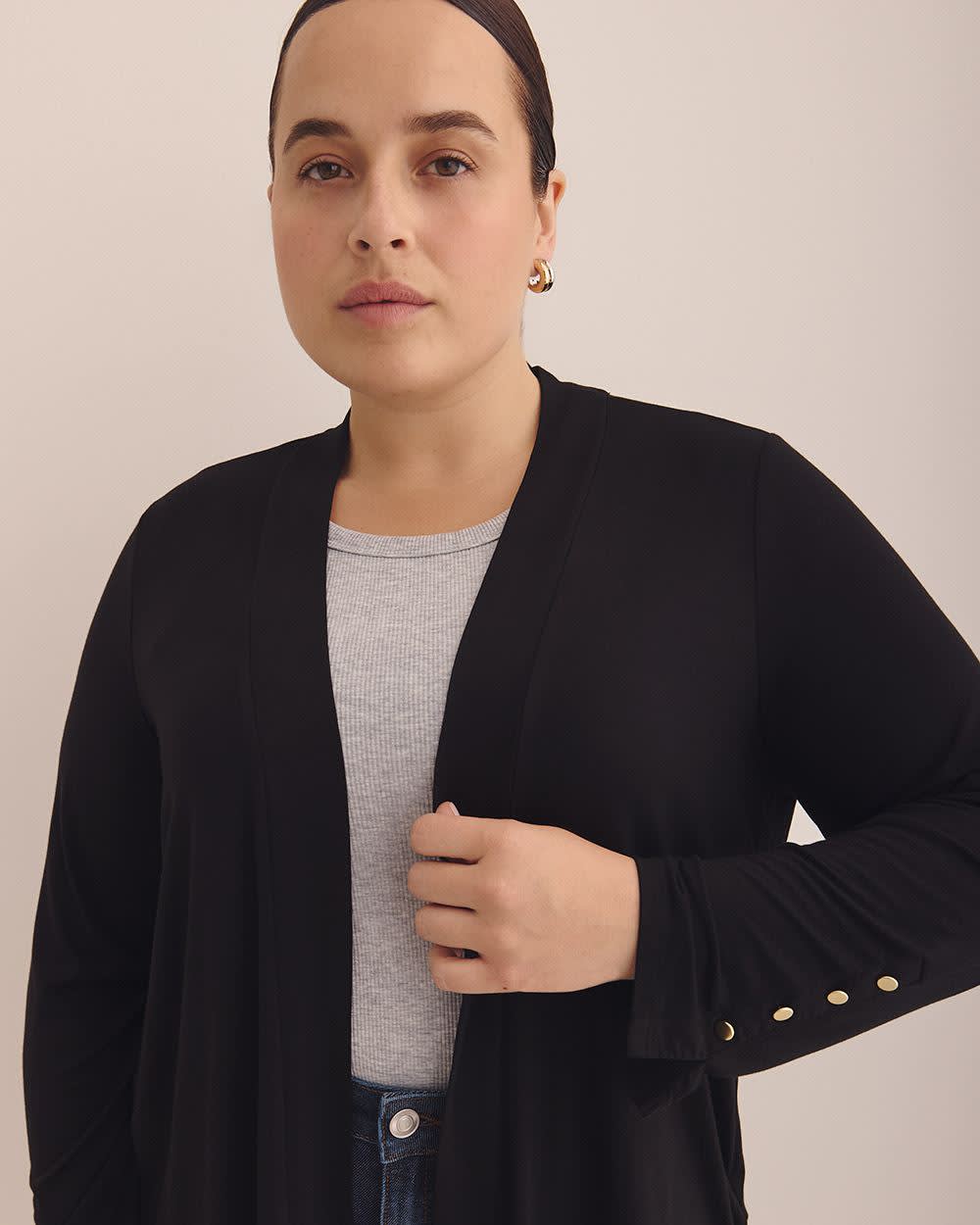 Black Long-Sleeve Open Cardigan Black