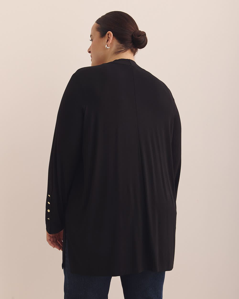 Black Long-Sleeve Open Cardigan Black