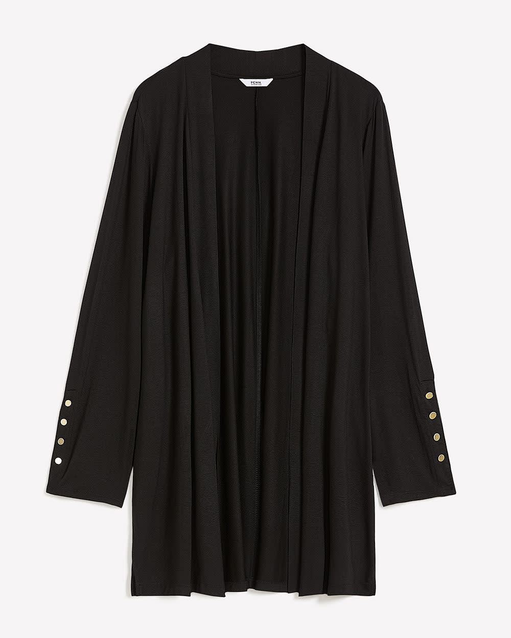 Black Long-Sleeve Open Cardigan Black
