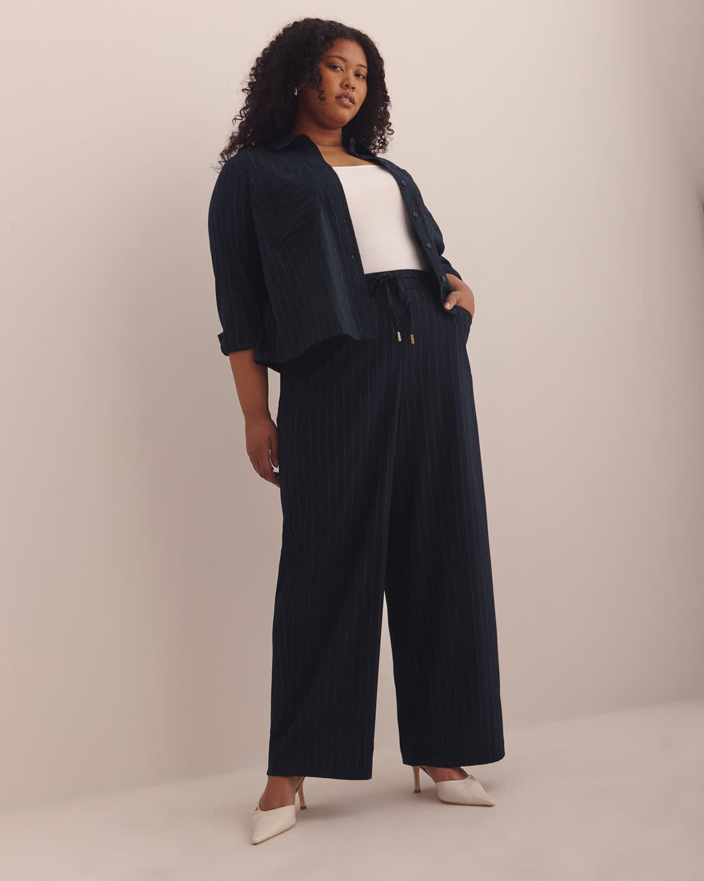 Dark Blue Pull-On Wide-Leg Pant Cloudy night 1 Dark Blue Pull-On Wide-Leg Pant Cloudy night
