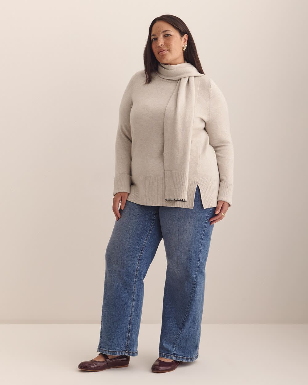 Responsible, Scarf Sweater - Addition Elle Light oat mix 2 Responsible, Scarf Sweater - Addition Elle Light oat mix