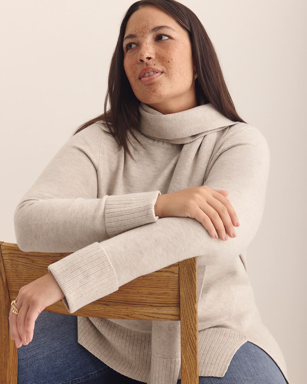 Responsible, Scarf Sweater - Addition Elle Light oat mix 4 Responsible, Scarf Sweater - Addition Elle Light oat mix