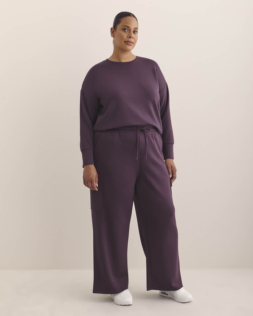 Petite, Light Knit Wide-Leg Cargo Pant - Active Zone Plum perfect 1 Petite, Light Knit Wide-Leg Cargo Pant - Active Zone Plum perfect