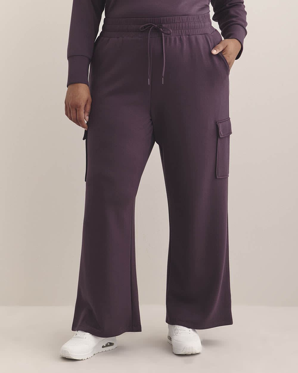 Petite, Light Knit Wide-Leg Cargo Pant - Active Zone Plum perfect 2 Petite, Light Knit Wide-Leg Cargo Pant - Active Zone Plum perfect