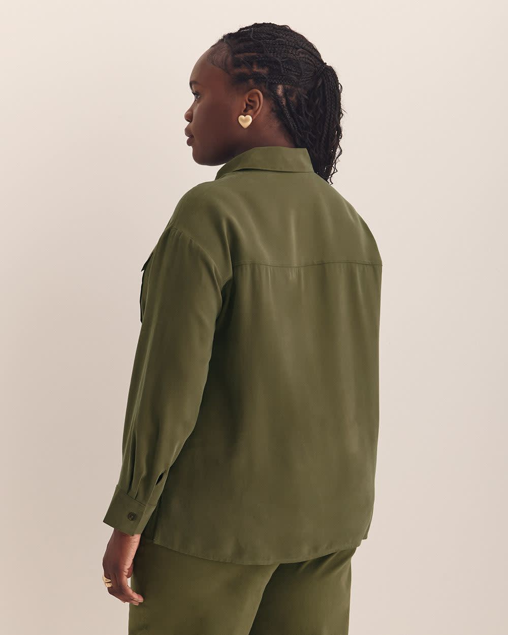 Utility Boxpleat Pocket Shirt - Addition Elle Ivy green 3 Utility Boxpleat Pocket Shirt - Addition Elle Ivy green