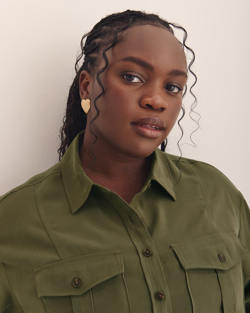 Utility Boxpleat Pocket Shirt - Addition Elle Ivy green 4 Utility Boxpleat Pocket Shirt - Addition Elle Ivy green