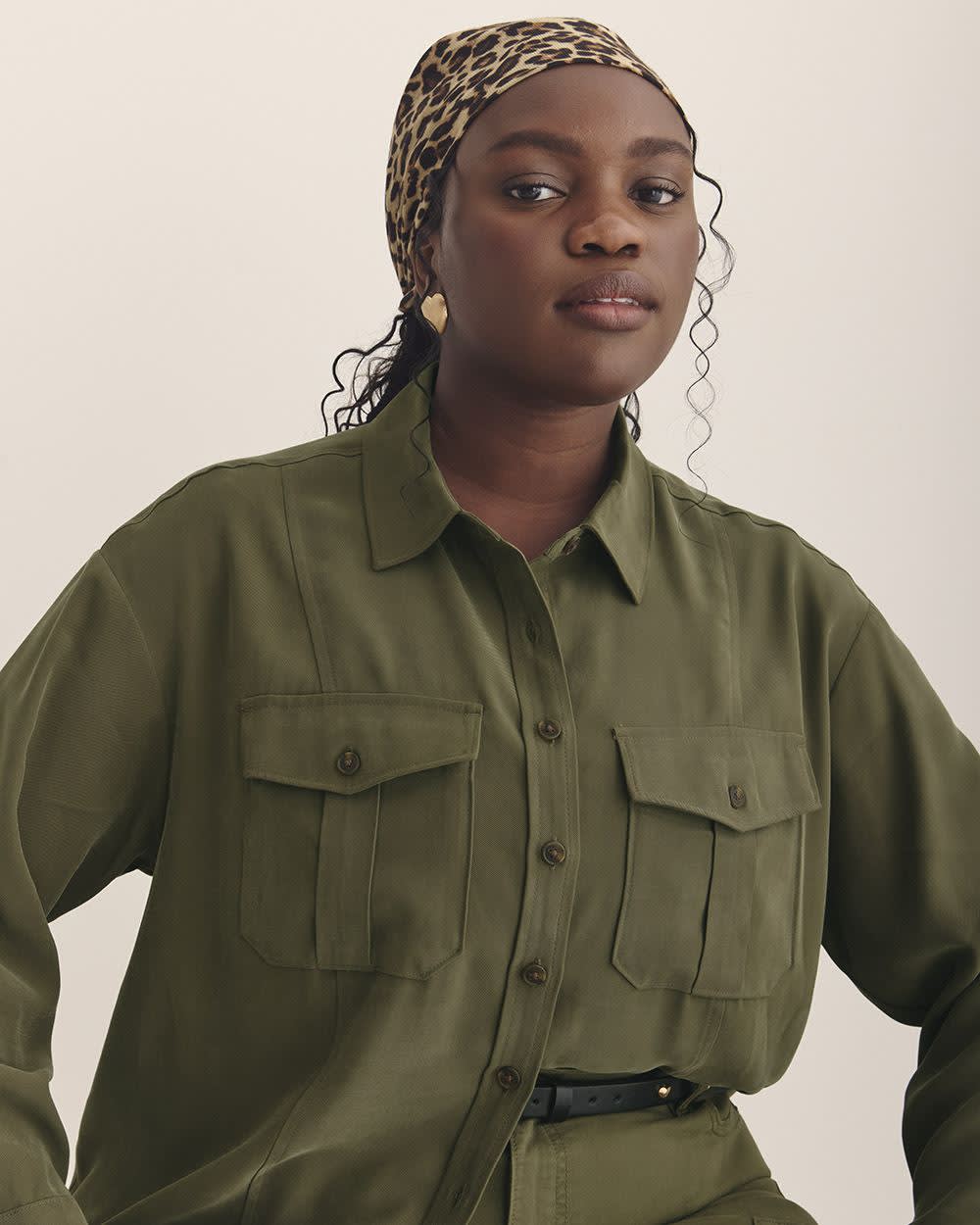 Utility Boxpleat Pocket Shirt - Addition Elle Ivy green 5 Utility Boxpleat Pocket Shirt - Addition Elle Ivy green