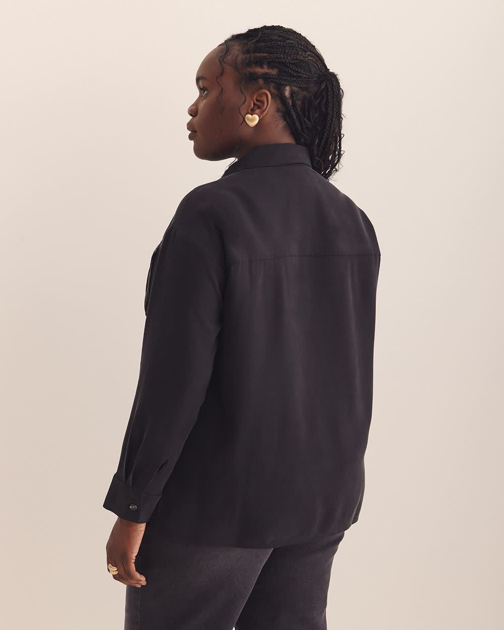 Utility Boxpleat Pocket Shirt - Addition Elle Black 3 Utility Boxpleat Pocket Shirt - Addition Elle Black