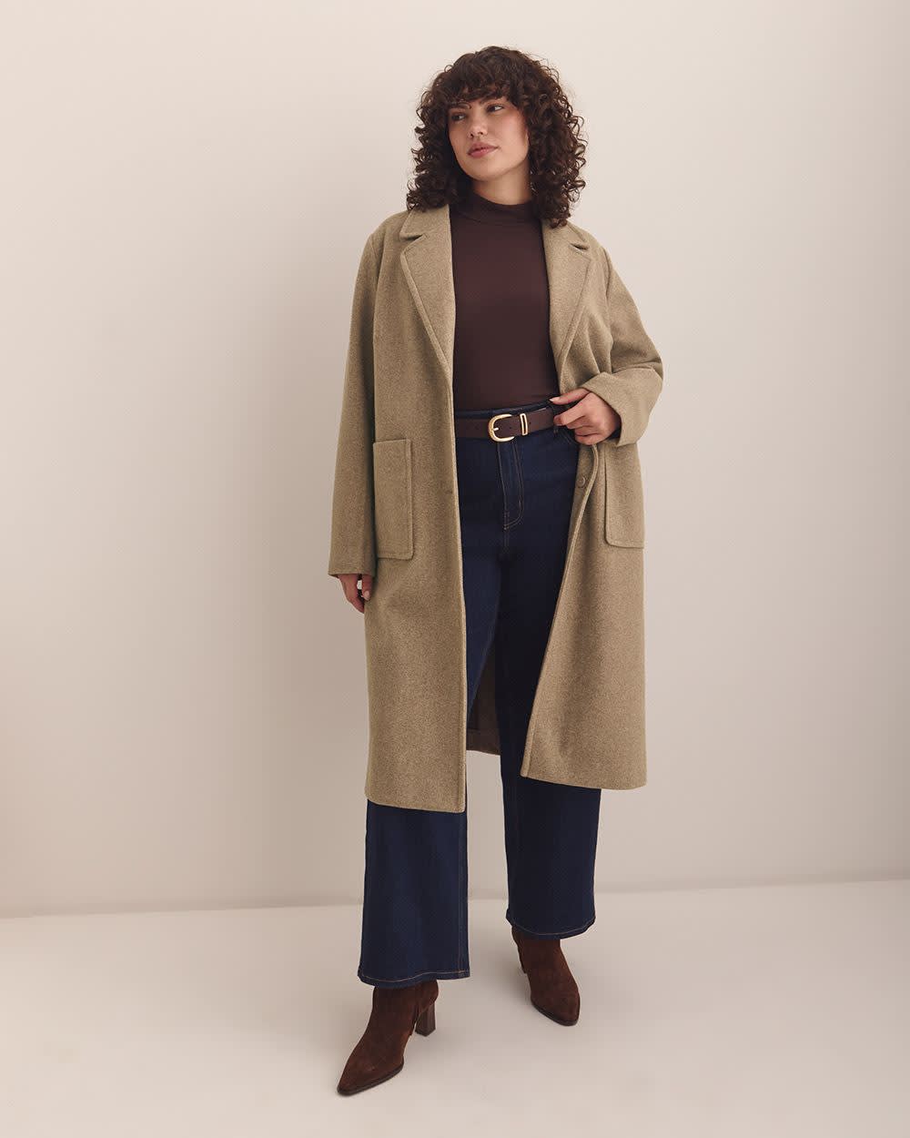 Long Unlined Car Coat Beige Mix