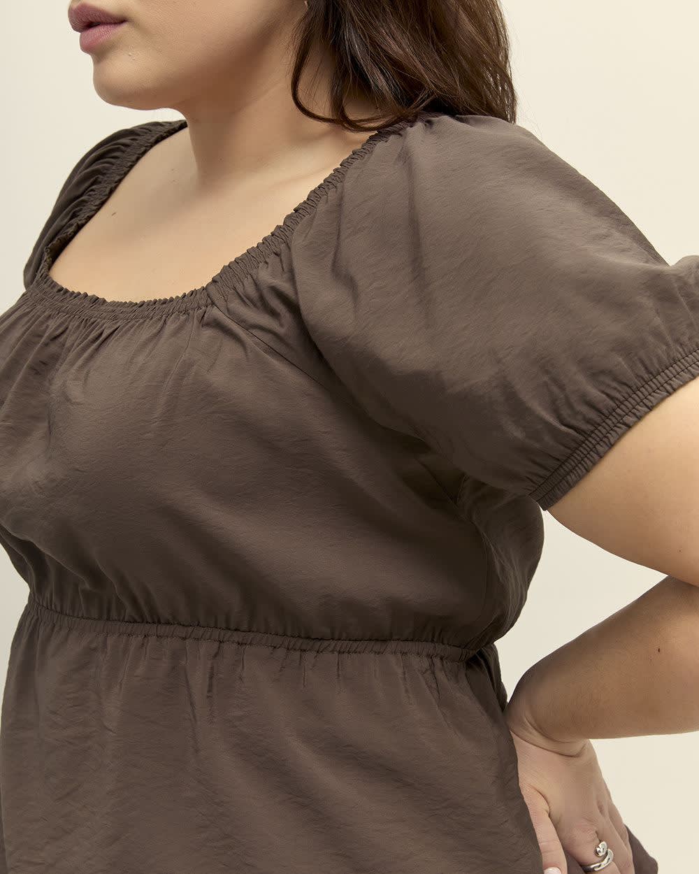 Square Neck with Short Balloon Sleeves Blouse Chocolate martini 4 Square Neck with Short Balloon Sleeves Blouse Chocolate martini