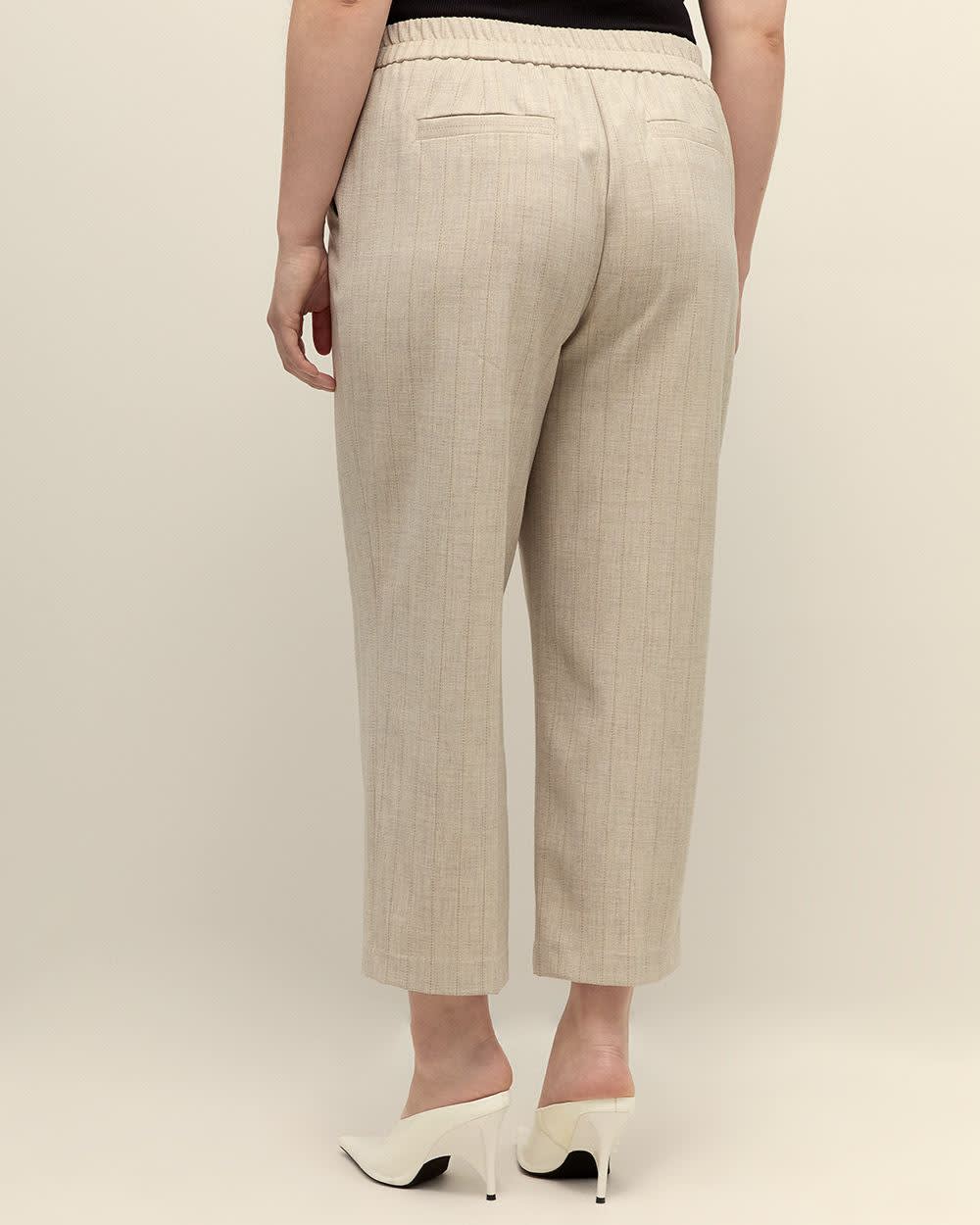Twill Straight-Leg Cropped Pant - Addition Elle Caramel latte stripe 3 Twill Straight-Leg Cropped Pant - Addition Elle Caramel latte stripe