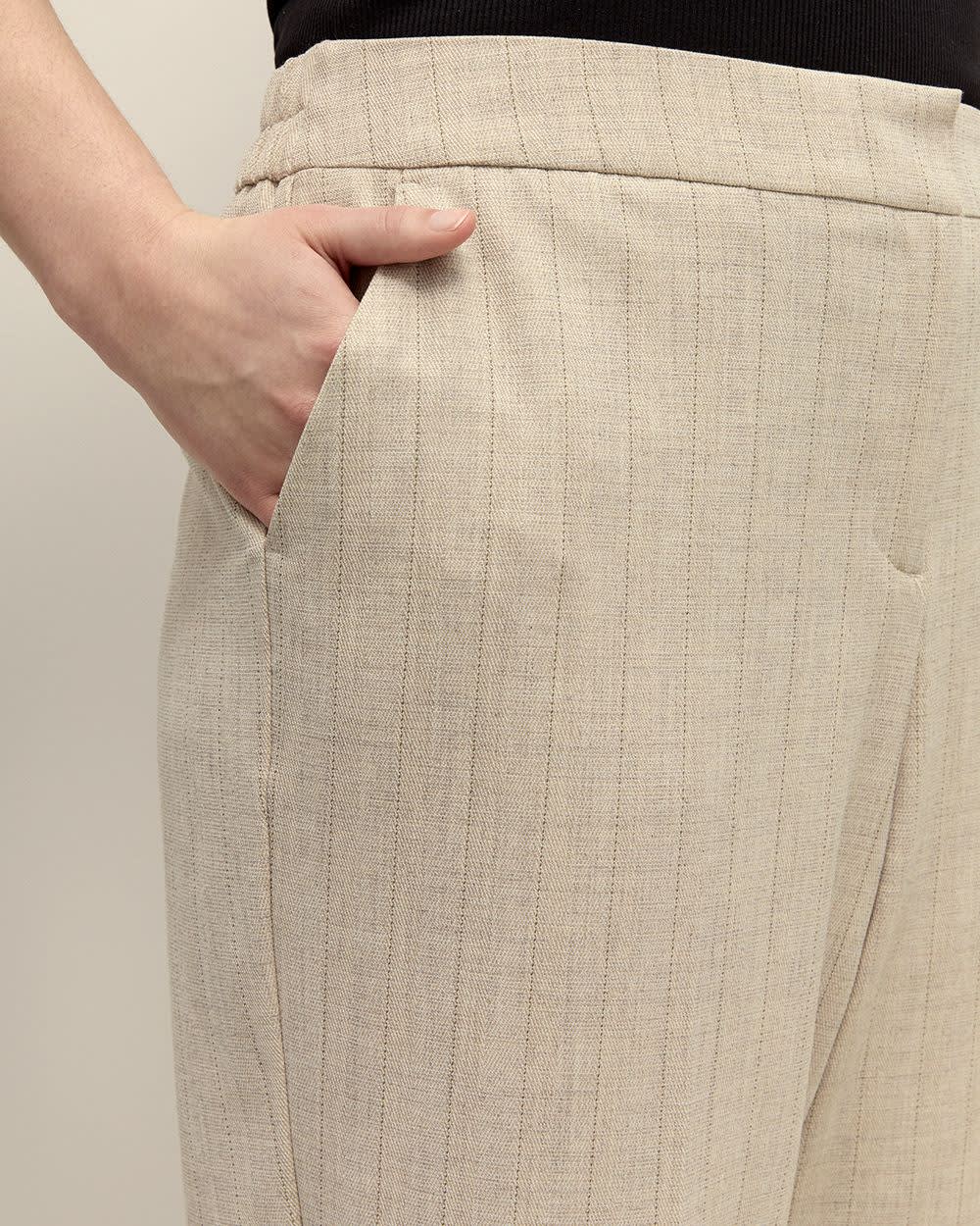 Twill Straight-Leg Cropped Pant - Addition Elle Caramel latte stripe 4 Twill Straight-Leg Cropped Pant - Addition Elle Caramel latte stripe