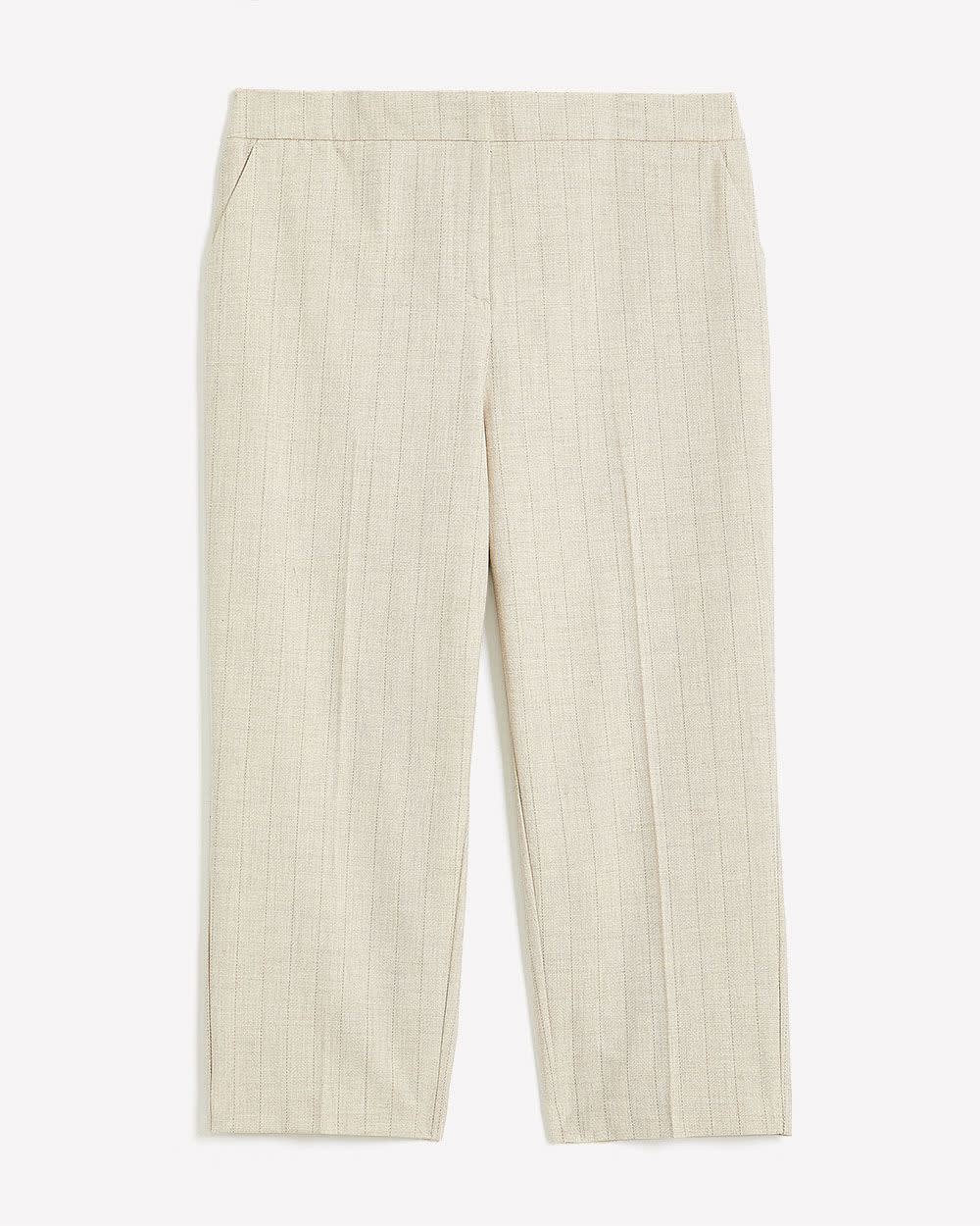 Twill Straight-Leg Cropped Pant - Addition Elle Caramel latte stripe 5 Twill Straight-Leg Cropped Pant - Addition Elle Caramel latte stripe