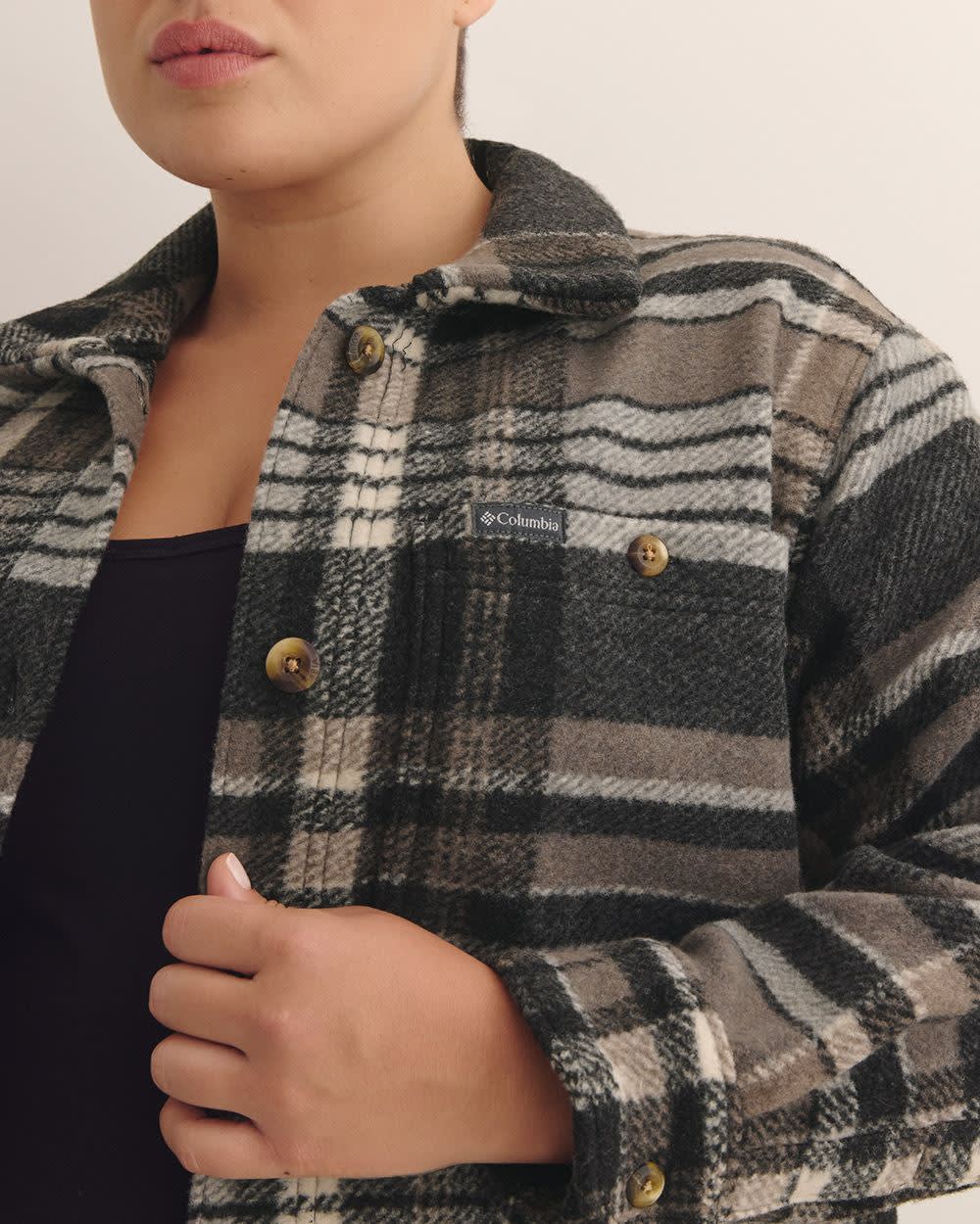 Wildest Venture Long Plaid Fleece Coat - Columbia Black printed