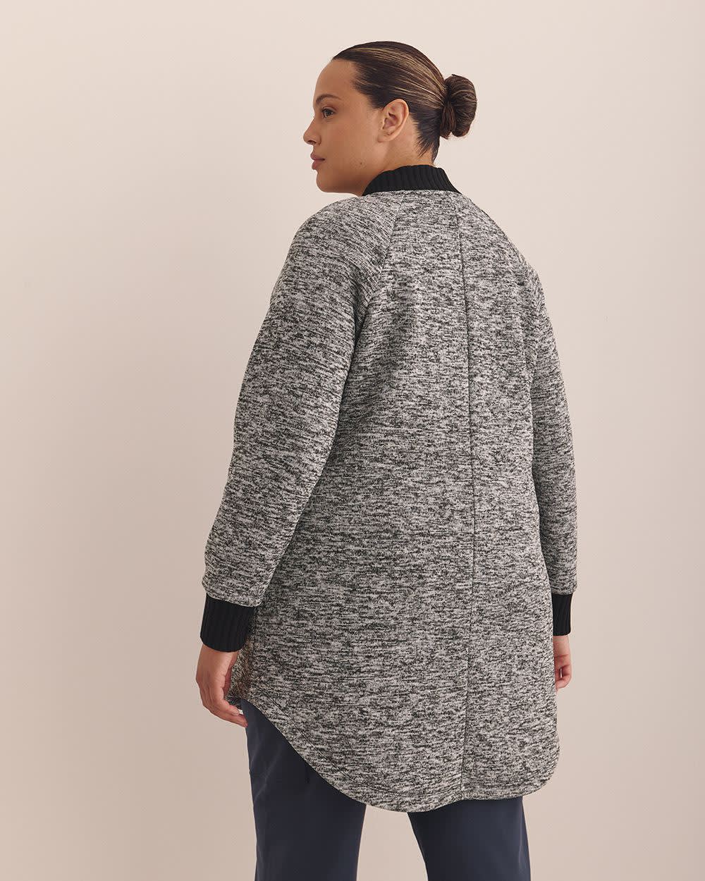 Long Bonded Fleece Bomber Jacket - Active Zone Black space dye