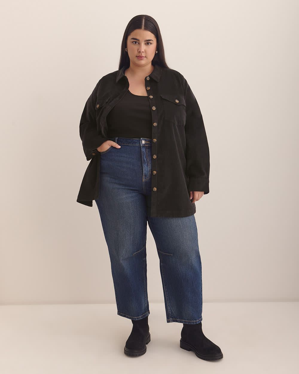 Corduroy Buttoned Down Shirt with Patch Pockets Phantom 2 Corduroy Buttoned Down Shirt with Patch Pockets Phantom
