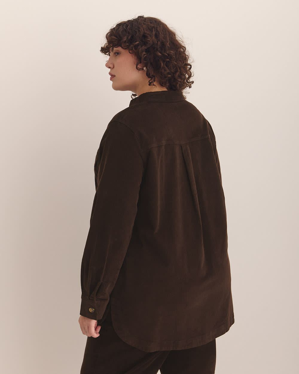 Corduroy Buttoned Down Shirt with Patch Pockets Coffee bean 3 Corduroy Buttoned Down Shirt with Patch Pockets Coffee bean