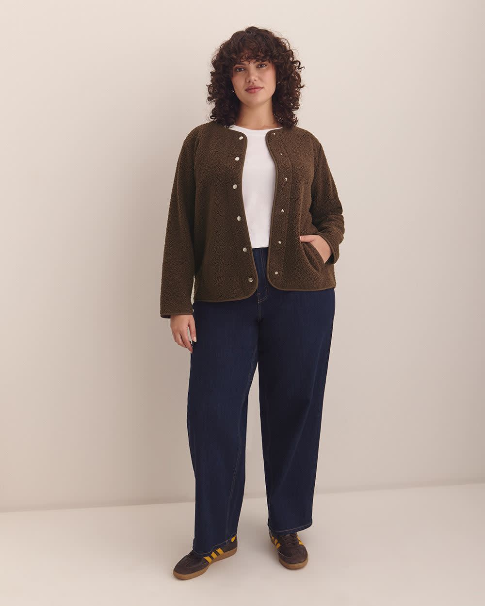 Sherpa Cardigan with Snaps Shopping Bag 2 Sherpa Cardigan with Snaps Shopping Bag