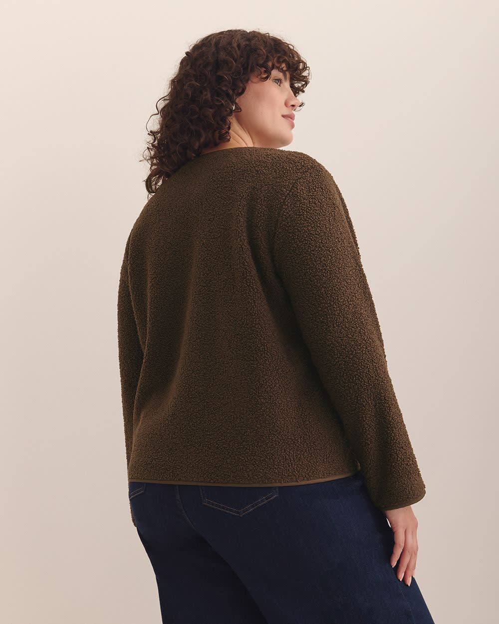 Sherpa Cardigan with Snaps Shopping Bag 3 Sherpa Cardigan with Snaps Shopping Bag