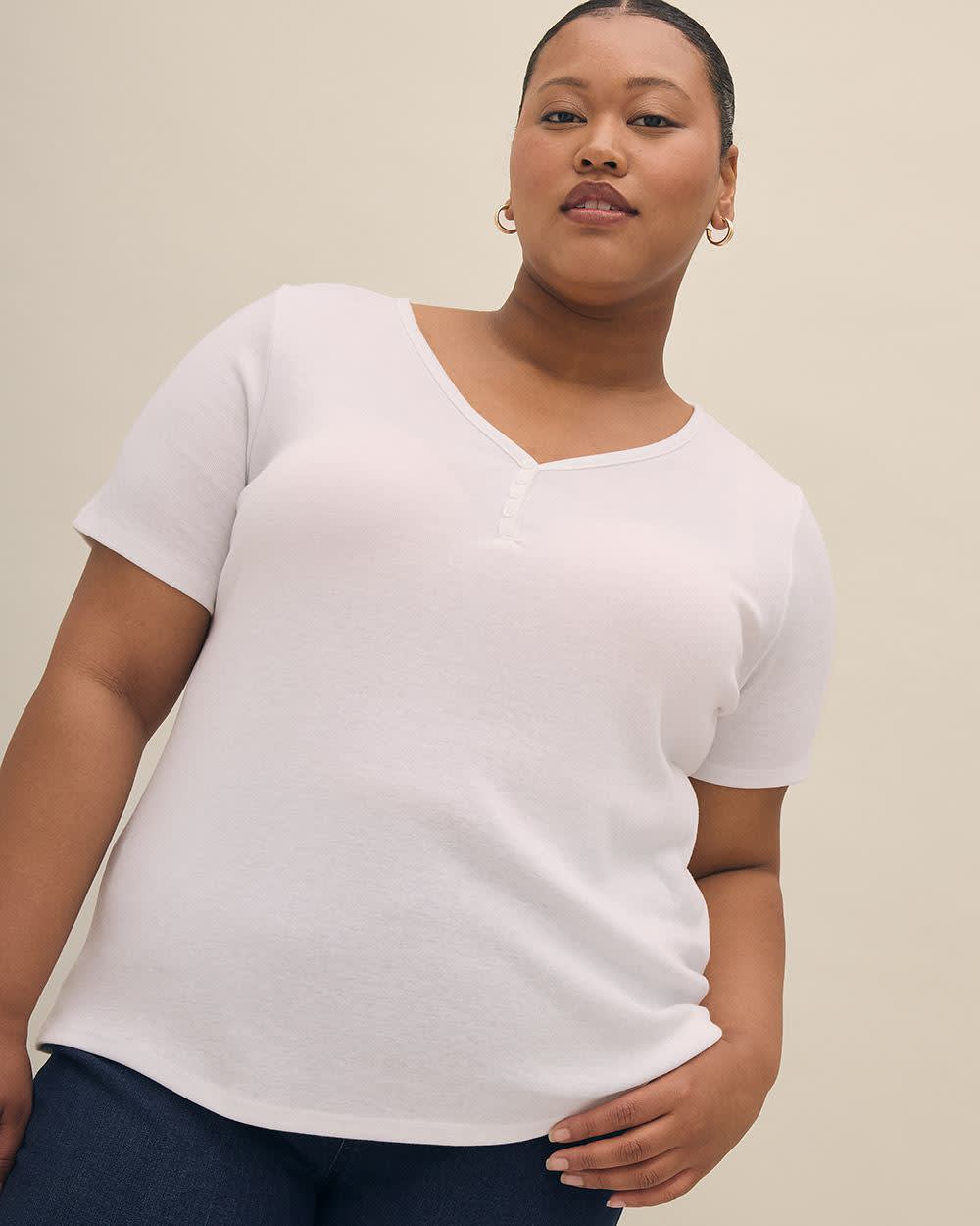 Girlfriend-Fit Ribbed Tee - PENN. Essentials Bright White