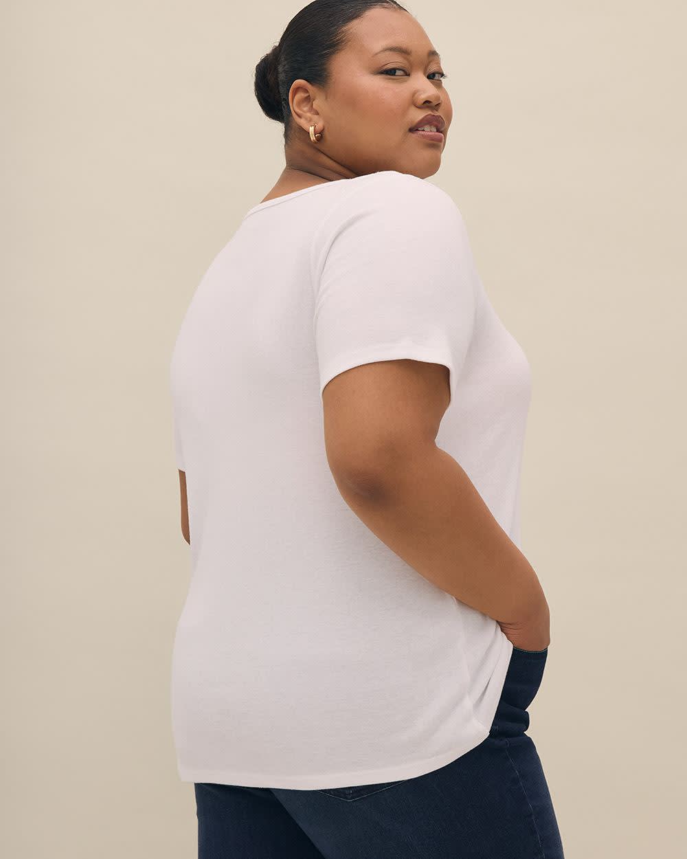 Girlfriend-Fit Ribbed Tee - PENN. Essentials Bright White