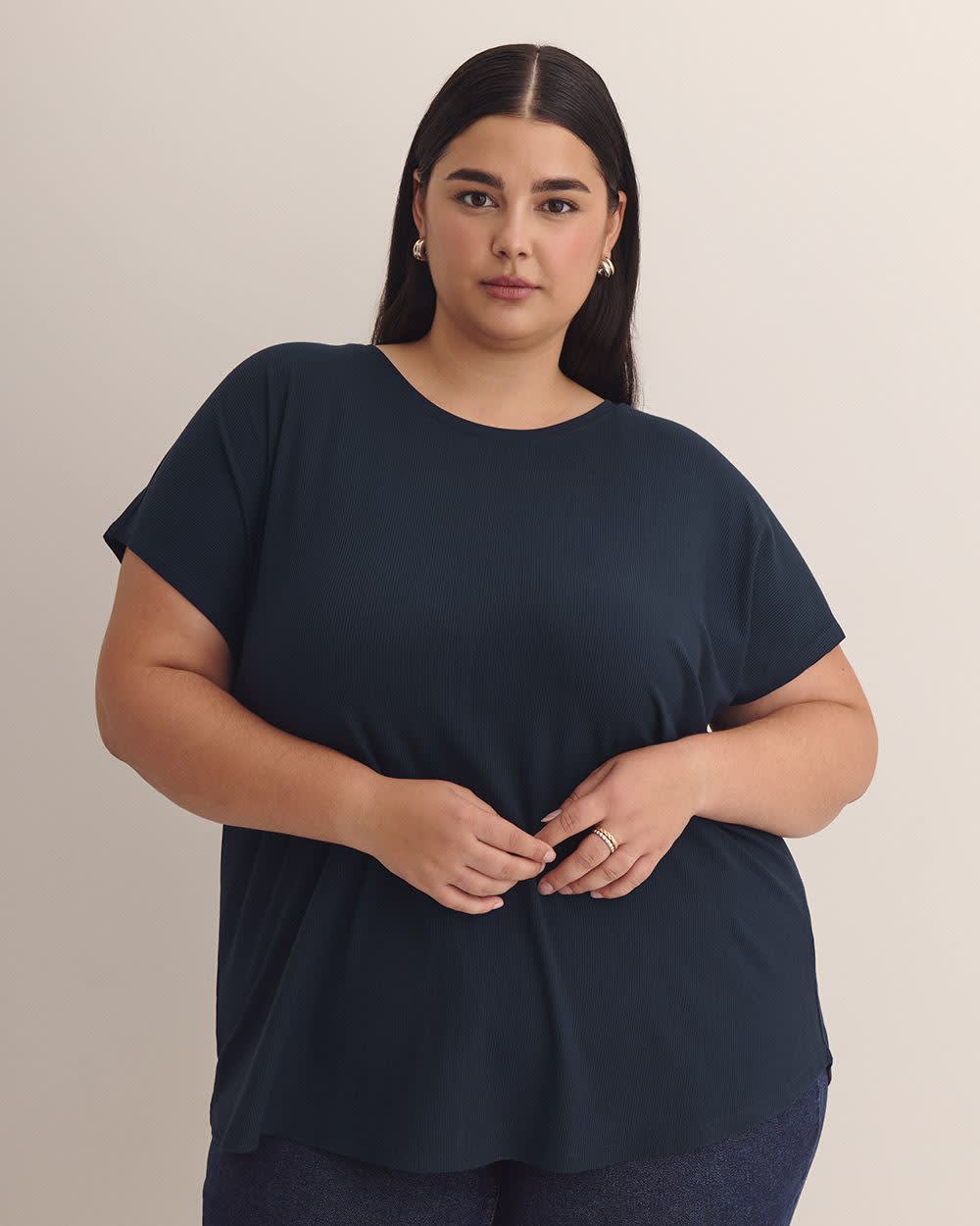 Modern-Fit Extended-Sleeve Ribbed Tee - PENN. Essentials Sky captain 1 Modern-Fit Extended-Sleeve Ribbed Tee - PENN. Essentials Sky captain