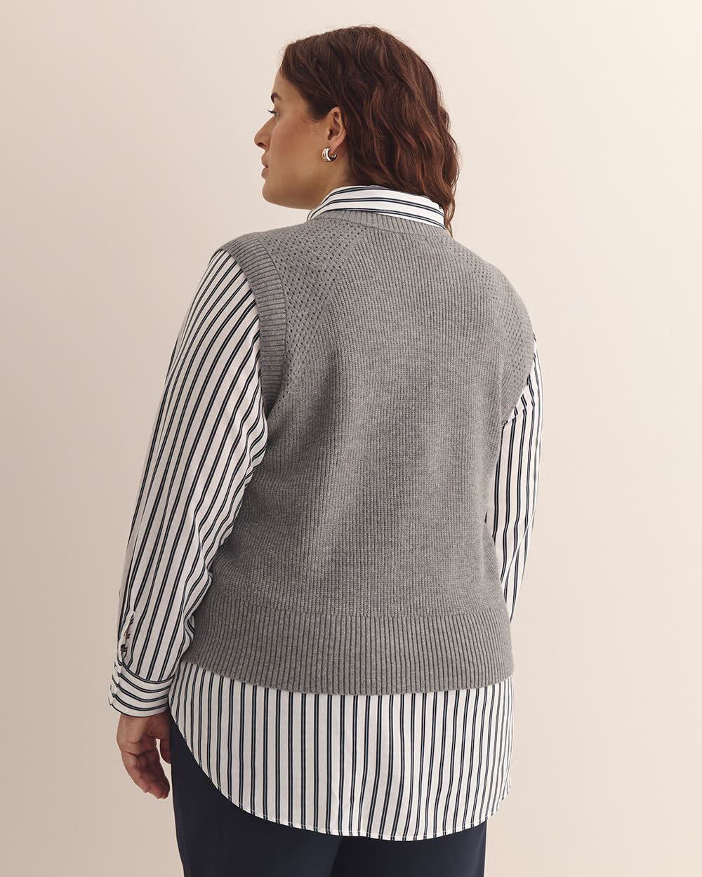 Responsible, Cable Knit Sweater Vest Dark grey mix-