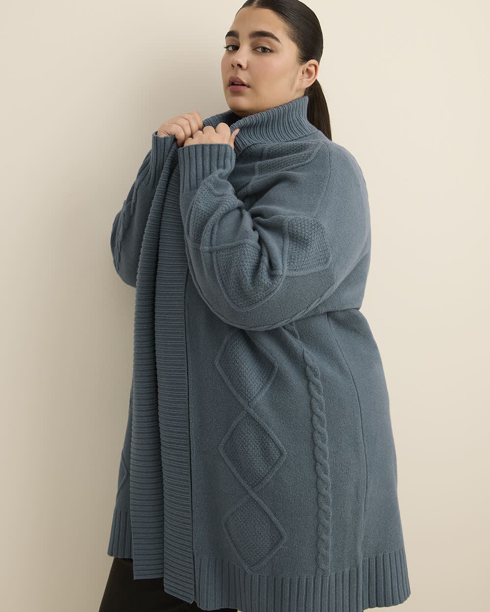 Tunic Sweater Cardigan with Cable Stitch Details Stormy weather 4 Tunic Sweater Cardigan with Cable Stitch Details Stormy weather