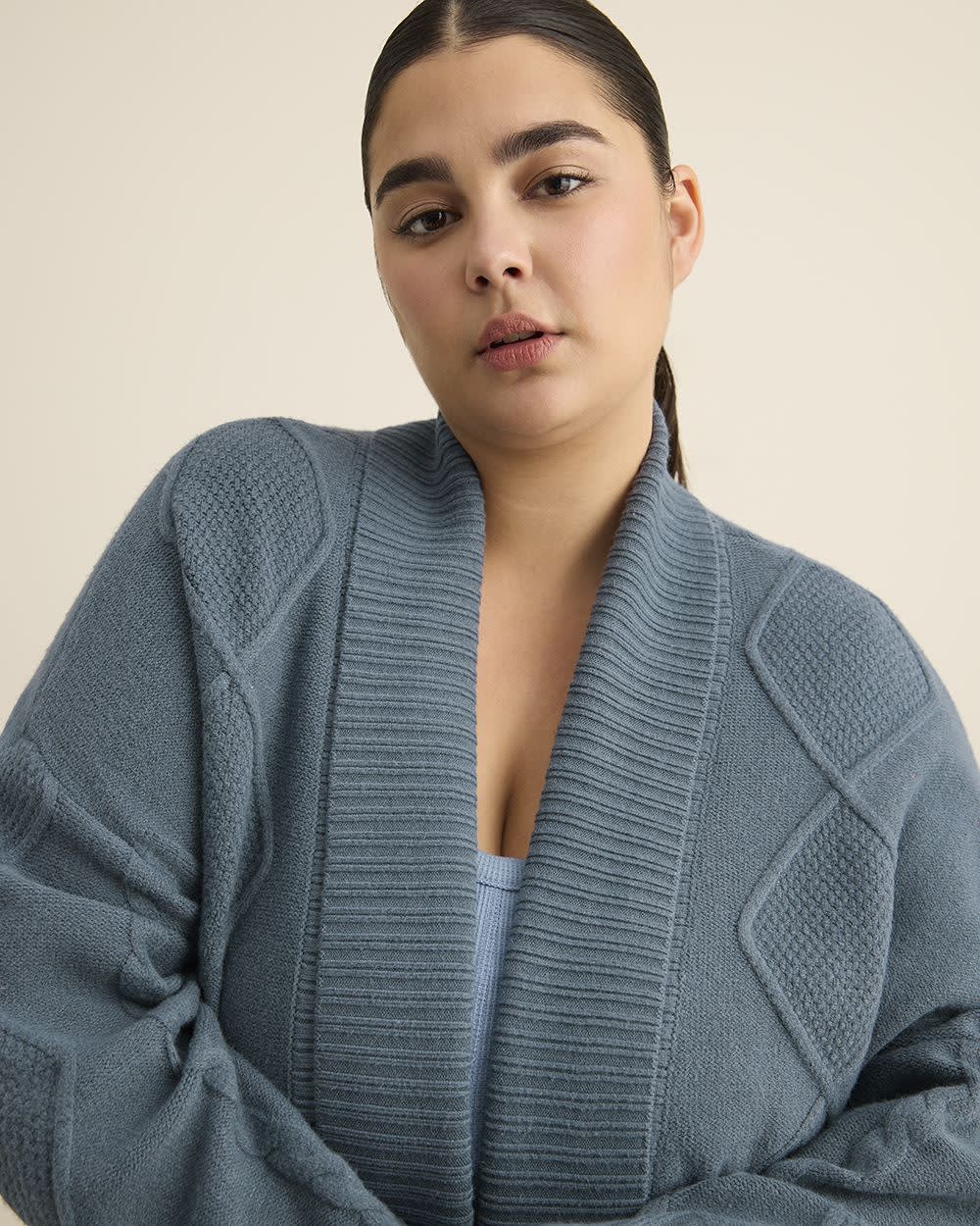 Tunic Sweater Cardigan with Cable Stitch Details Stormy weather 5 Tunic Sweater Cardigan with Cable Stitch Details Stormy weather