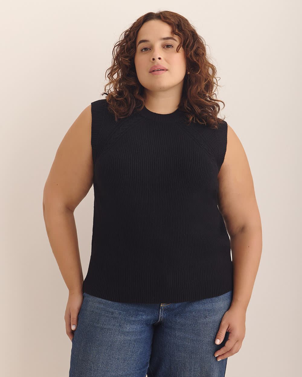 Responsible, Cable Knit Sweater Vest Black 1 Responsible, Cable Knit Sweater Vest Black