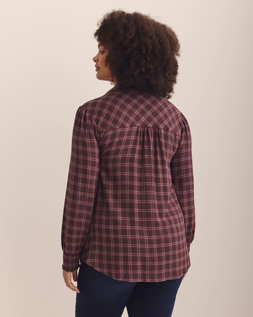 Plaid Long Buttoned-Down Shirt Chocolate Brown Plaid