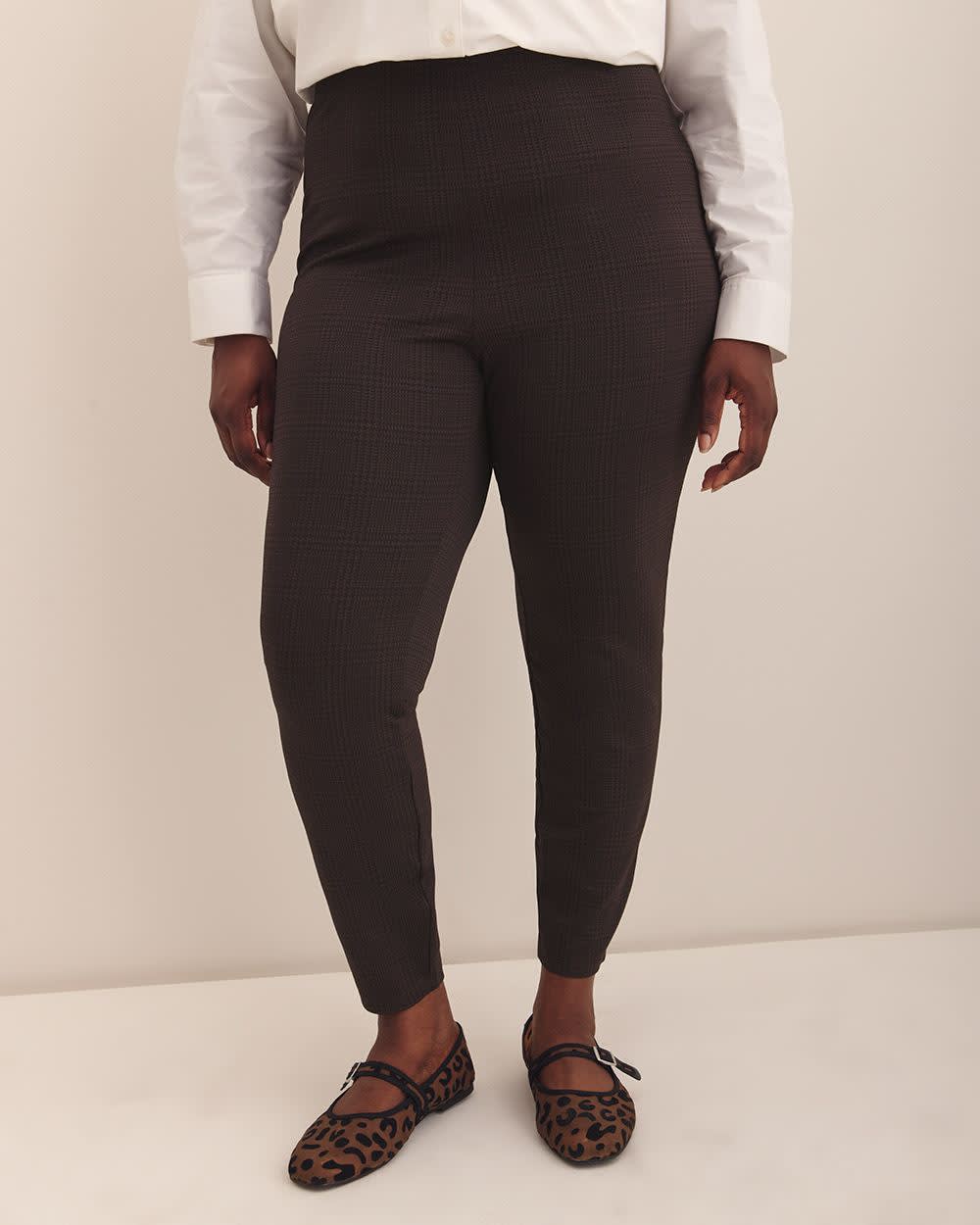 Textured Plaid Fashion Legging Chicory coffee