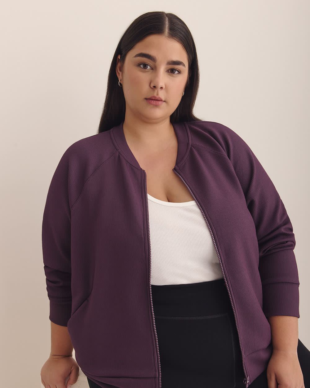 Rib Knit Jacket - Active Zone Plum perfect 1 Rib Knit Jacket - Active Zone Plum perfect