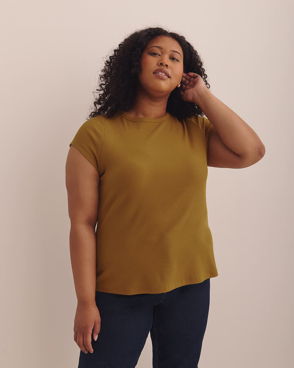Crewneck Ribbed Baby Tee - PENN. Essentials Bronze brown