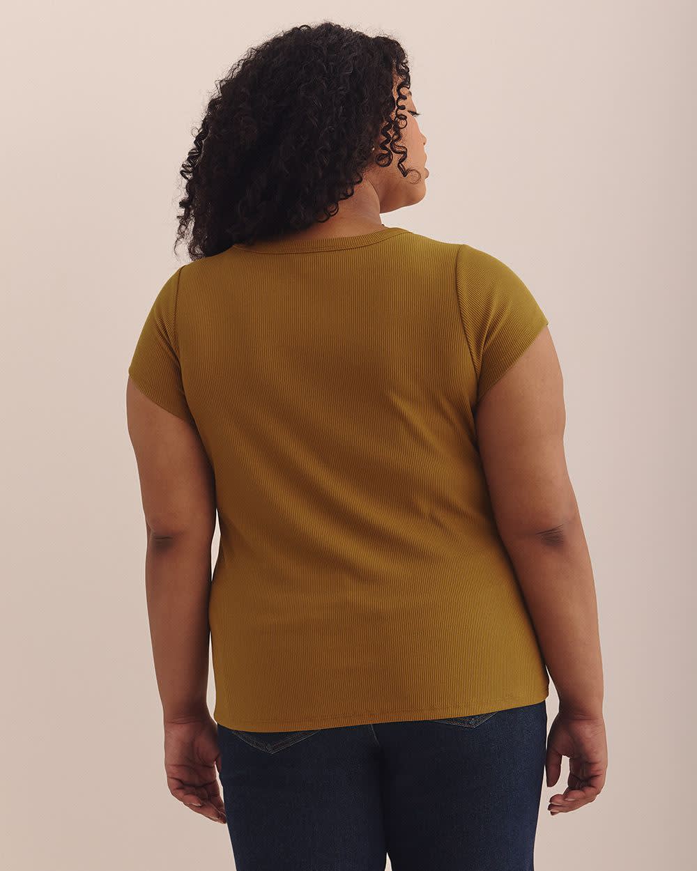 Crewneck Ribbed Baby Tee - PENN. Essentials Bronze brown